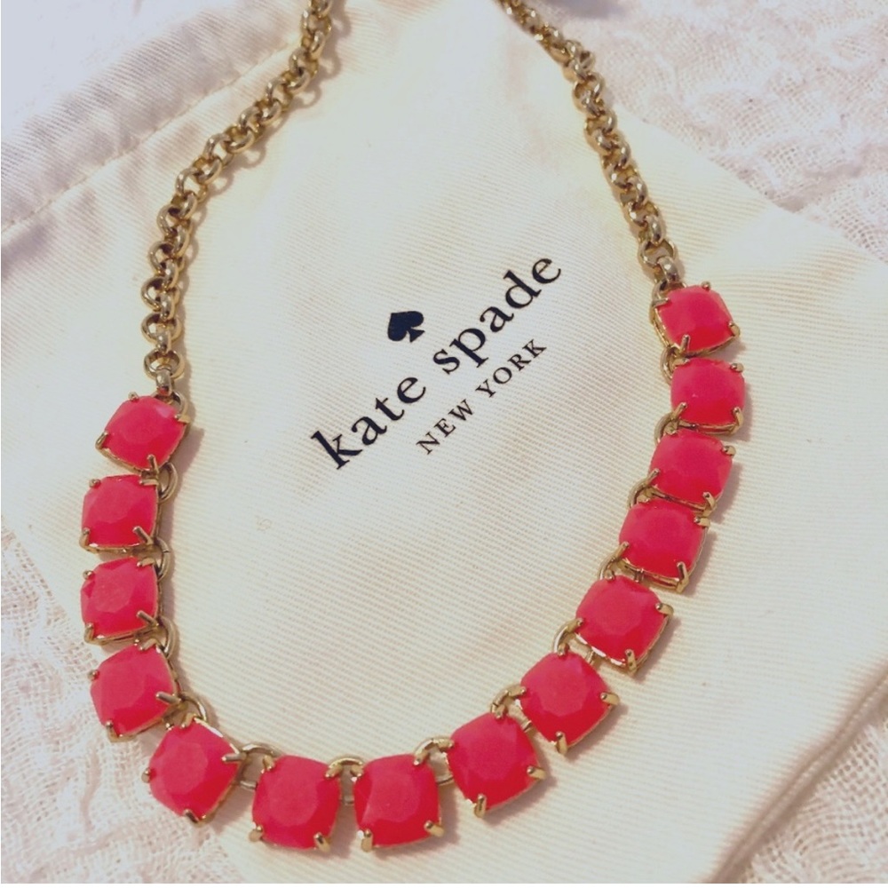 Kate Spade Coral Pink Squared Away Collar Necklace